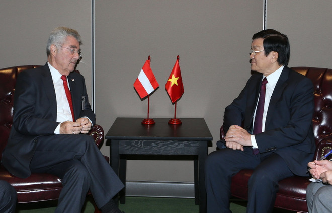 Chủ tịch nước gặp song phương với hai tổng thống Áo và Chile ảnh 1