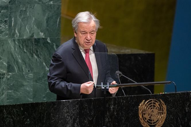 Tổng Thư ký Liên hợp quốc Antonio Guterres. (Ảnh: THX/TTXVN) LHQ kêu gọi giải quyết khủng hoảng Nga-Ukraine qua kênh ngoại giao ảnh 1