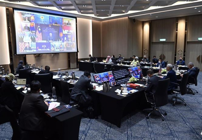 Điểm cầu Malaysia trong hội nghị cấp cao Đông Á (EAS) lần thứ 16 diễn ra theo hình thức trực tuyến, ngày 27/10/2021. (Ảnh: Mạnh Tuân/TTXVN) Thái Lan: EAS tạo cơ hội đối thoại "thẳng thắn và xây dựng" ảnh 2