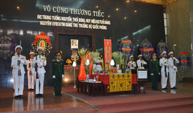 Lễ viếng Trung tướng Nguyễn Thới Bưng. (Ảnh: Thanh Vũ/TTXVN) Tổ chức trọng thể Lễ viếng Trung tướng Nguyễn Thới Bưng ảnh 1