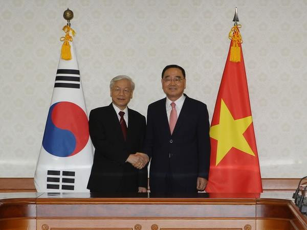Tổng Bí thư hội kiến Thủ tướng, Chủ tịch Quốc hội Hàn Quốc ảnh 1