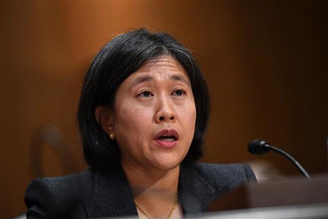 Đại diện thương mại Mỹ Katherine Tai. (Ảnh: AFP/TTXVN) Hội nghị Bộ trưởng Thương mại APEC không ra được tuyên bố chung ảnh 1