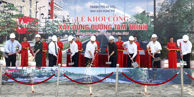Hà Nội khởi công dự án xây dựng, mở rộng đường Tam Trinh ảnh 1