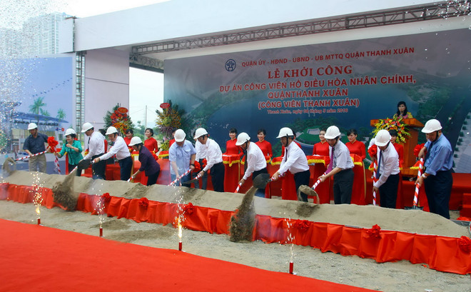 Hà Nội khởi công dự án công viên hồ điều hòa Nhân Chính ảnh 1