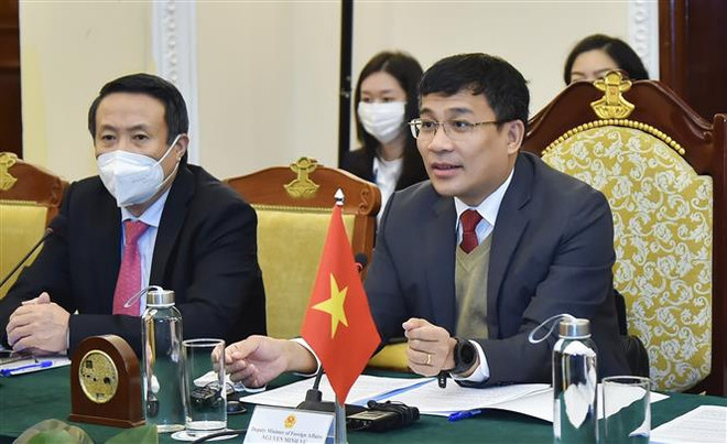 Thứ trưởng Ngoại giao Nguyễn Minh Vũ phát biểu. (Ảnh: TTXVN) Việt Nam-Lào hợp tác giữ vững an ninh, an toàn khu vực biên giới ảnh 2