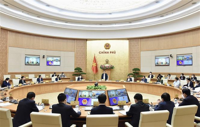 Thủ tướng Phạm Minh Chính chủ trì Phiên họp Chính phủ chuyên đề xây dựng pháp luật tháng 11/2021, tại Trụ sở Chính phủ sáng 18/11/2021. (Ảnh: Dương Giang/TTXVN) 10 sự kiện tiêu biểu của Quốc hội Việt Nam trong năm 2021 ảnh 4