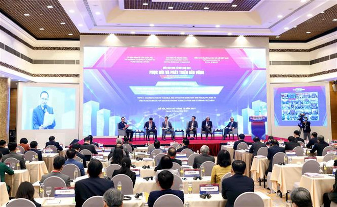 Quang cảnh Diễn đàn kinh tế Việt Nam 2021, chiều 5/12. (Ảnh: Phạm Kiên/TTXVN) 10 sự kiện tiêu biểu của Quốc hội Việt Nam trong năm 2021 ảnh 10
