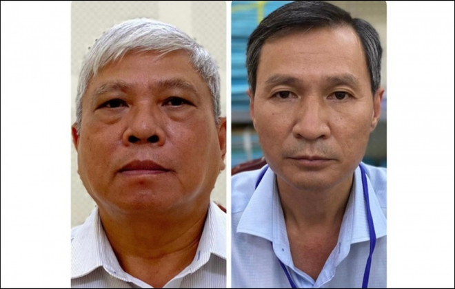 Hai bị can Đặng Quang Việt (trái) và Nguyễn Thành Nhân. (Nguồn: VOV) Khởi tố nguyên Phó trưởng Ban Quản lý các Khu công nghiệp Bình Dương ảnh 1