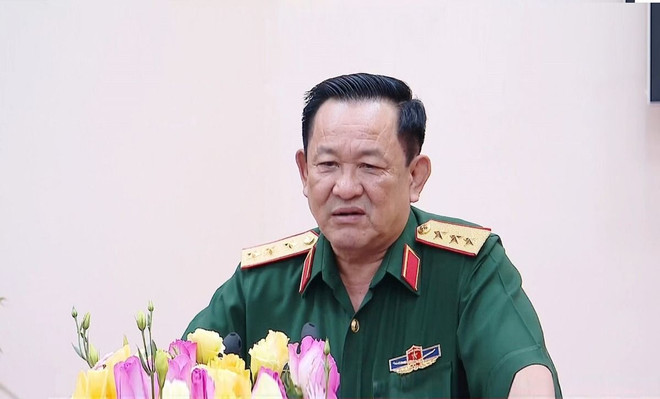 Thượng tướng Võ Minh Lương phát biểu chỉ đạo tại Hội nghị. (Ảnh: Hồng Pha/TTXVN) xay dung phap luat_quoc phong 2.jpg