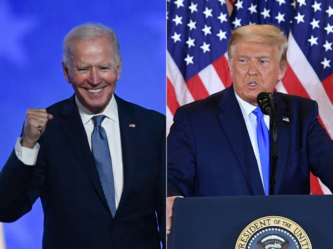 Tổng thống Mỹ Joe Biden (trái) và cựu Tổng thống Donald Trump. (Ảnh: The Times of Israel/TTXVN) biden_trump.jpg