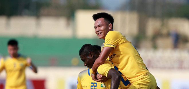 Niềm vui của các cầu thủ Sông Lam Nghệ An. (Nguồn: AFC) AFC Cup 2018: Sông Lam Nghệ An thắng Tampines Rovers với tỷ số 2-1 ảnh 1