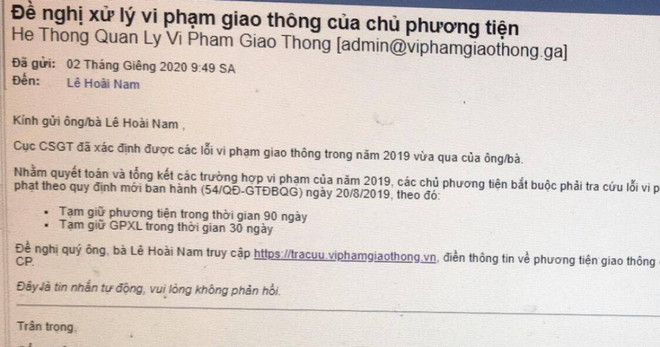 Cảnh báo lừa đảo xử lý vi phạm giao thông của tội phạm công nghệ cao ảnh 2