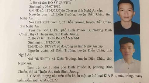 Bình Dương: Truy tìm 2 đối tượng trong vụ án mạng ở Thuận An ảnh 1