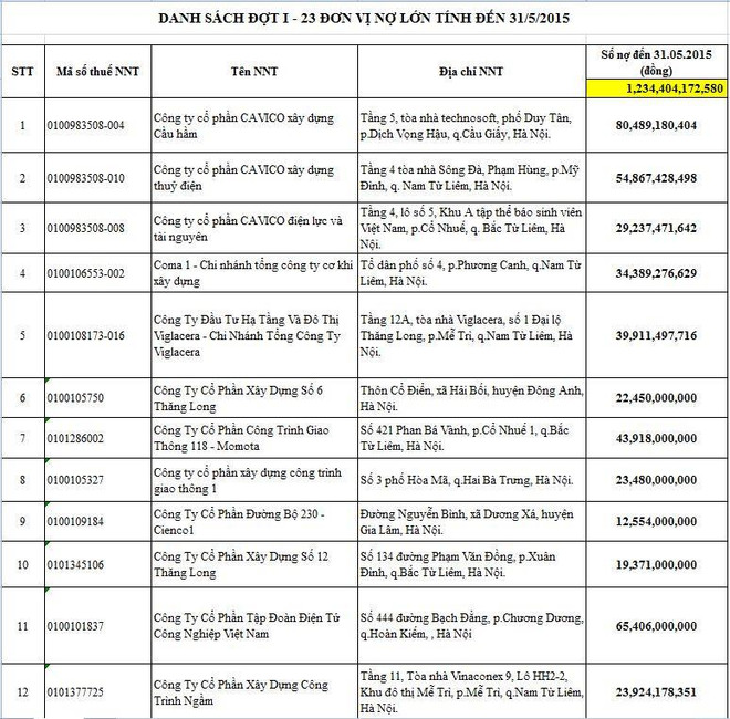 Công bố danh tính 23 doanh nghiệp Hà Nội nợ thuế hơn nghìn tỷ đồng ảnh 2