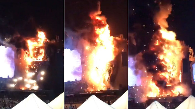 Cháy sân khấu liên hoan âm nhạc ở Barcelona, khán giả hoảng loạn ảnh 1