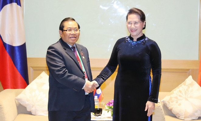 Chủ tịch Quốc hội tiếp các lãnh đạo Quốc hội của Lào và Maroc ảnh 1