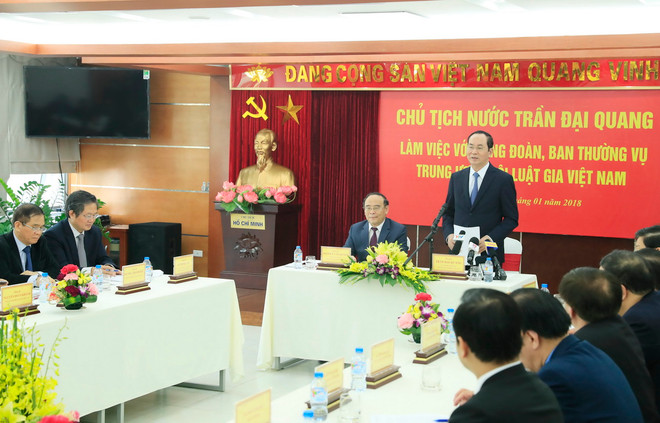 Quang cảnh buổi làm việc. (Ảnh: Nhan Sáng/TTXVN) Chủ tịch nước: Hội Luật gia cần tích cực tham gia cải cách tư pháp ảnh 2