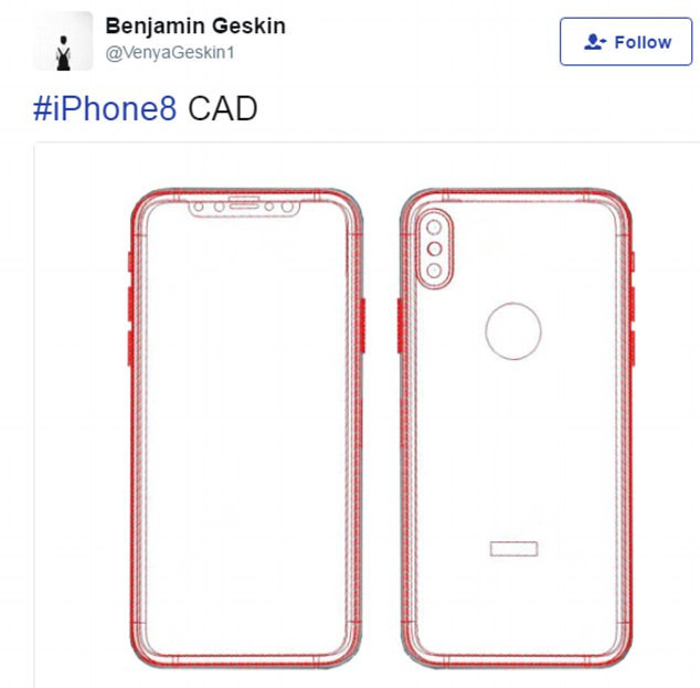 Bản vẽ thiết kế trên máy tính được cho là của mẫu iPhone 8. (Nguồn: Benjamin Geskin/Twitter) iPhone 8 bị lộ hình ảnh sản phẩm hoàn chỉnh và phụ kiện? ảnh 2
