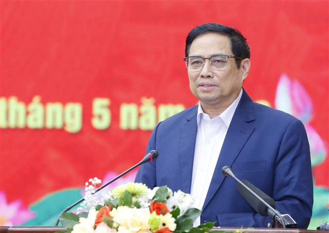 Thủ tướng Phạm Minh Chính phát biểu. (Ảnh: Văn Điệp/TTXVN) Xây dựng Gia Lai trở thành vùng động lực của khu vực Tây Nguyên ảnh 2