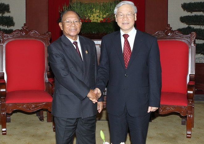 Tổng Bí thư tiếp Chủ tịch Quốc hội Vương quốc Campuchia ảnh 1