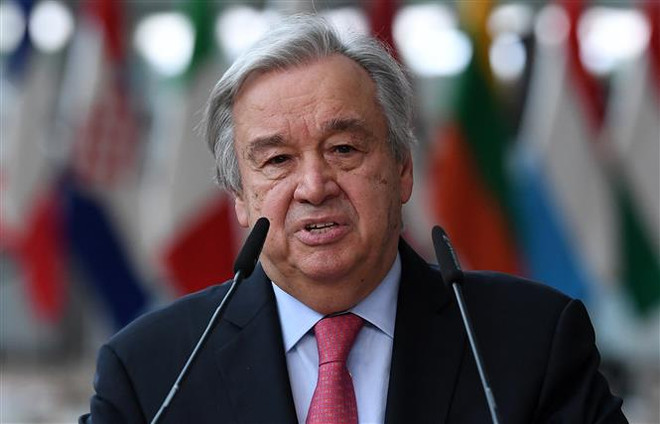Tổng Thư ký Liên hợp quốc Antonio Guterres. (Ảnh: AFP/TTXVN) LHQ lo ngại chia rẽ địa chính trị cản trở kế hoạch tiêm chủng toàn cầu ảnh 1
