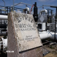 Đường ống dẫn dầu Druzhba ở Szazhalombatta, Hungary. (Ảnh: THX/TTXVN)