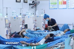 Bác sĩ bệnh viện Hùng Vương chăm sóc cho bệnh nhân chạy thận nhân tạo. (Ảnh: Nguyễn Thảo/Vietnam+)