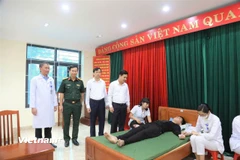 Xã Vĩnh Tường, tỉnh Phú Thọ thực hiện khám sơ tuyển sức khỏe nghĩa vụ quân sự năm 2026. (Ảnh: Nguyễn Thảo/Vietnam+)