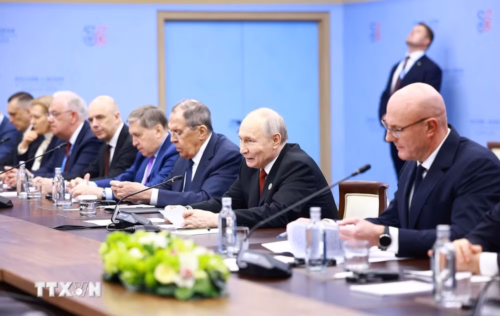 Tổng thống Nga Vladimir Putin phát biểu. Ảnh: TTXVN
