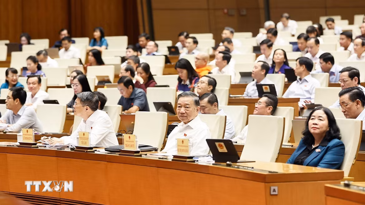 Tổng Bí thư, Chủ tịch nước Tô Lâm và đại biểu dự phiên họp. (Ảnh: Doãn Tấn/TTXVN)