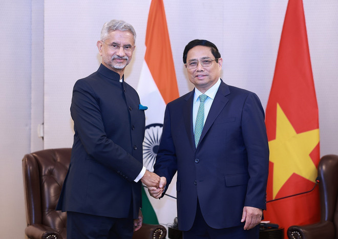 Thủ tướng Phạm Minh Chính tiếp Bộ trưởng Ngoại giao Ấn Độ Subrahmanyam Jaishankar. (Ảnh: Dương Giang/TTXVN) ttxvn_thu_tuong_pham_minh_chinh_tiep_bo_truong_ngoai_giao_an_do_1.jpg