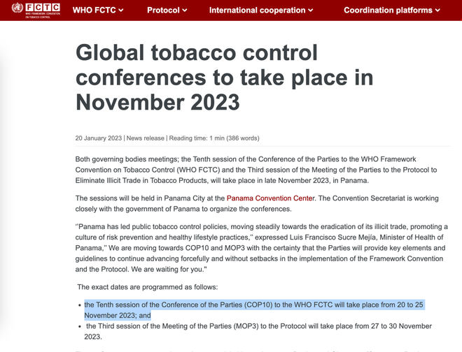 Thuốc lá thế hệ mới dự kiến sẽ là tâm điểm thảo luận tại COP 10 ảnh 1