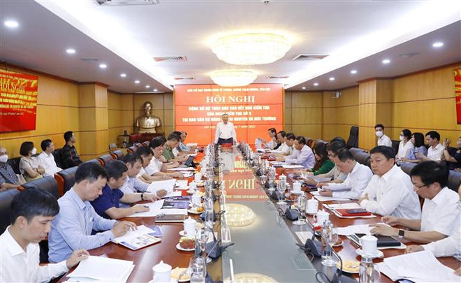 Quang cảnh buổi làm việc. (Ảnh: Phương Hoa/TTXVN) Xử lý nghiêm hành vi né tránh giám định tài sản trong vụ án tham nhũng ảnh 1