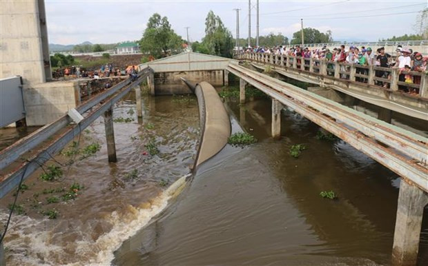 Vận hành xả lũ cống Trà Sư kiểm soát lũ vùng Tứ Giác Long Xuyên ảnh 1