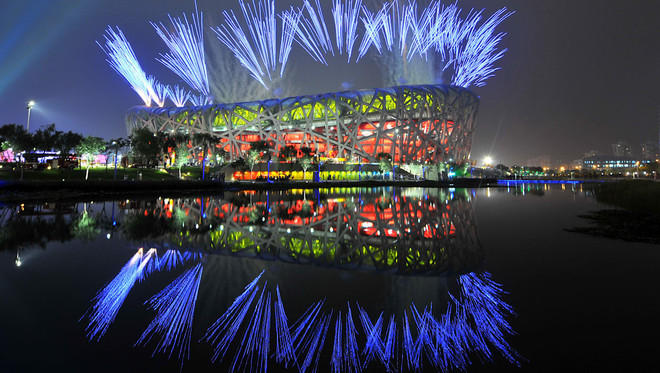 Sân vận động quốc gia Tổ chim trong Lễ khai mạc Thế vận hội Bắc Kinh 2008. (Nguồn: olympics.com) Những điểm đến ấn tượng của Olympic mùa Đông Bắc Kinh 2022 ảnh 1