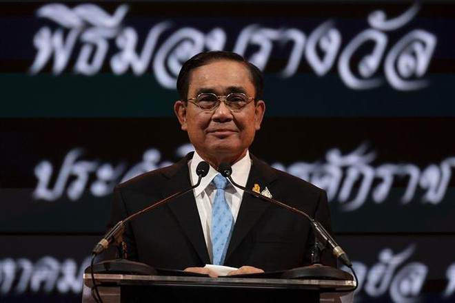 Thủ tướng Thái Lan Prayut Chan-o-cha phát biểu tại Bangkok. (Ảnh: AFP/TTXVN) Thái Lan: Thủ tướng Prayut Chan-O-Cha thông báo ra tranh cử ảnh 1