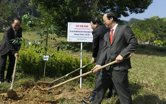Thứ trưởng Bộ Tài nguyên và Môi trường Võ Tuấn Nhân tham gia chương trình trồng cây để hưởng ứng và thúc đẩy thực hiện “Sáng kiến 1 tỷ cây xanh." (Ảnh: CTV/Vietnam+) "Việt Nam có 11 ‘phòng thí nghiệm thiên nhiên’ để phát triển bền vững" ảnh 1