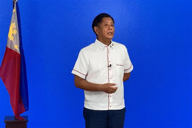 Ông Ferdinand Marcos Jr phát biểu tại cuộc họp báo ở Manila, Philippines, ngày 9/5. (Ảnh: AFP/TTXVN) Lãnh đạo Việt Nam gửi thư mừng lãnh đạo Cộng hòa Philippines ảnh 1