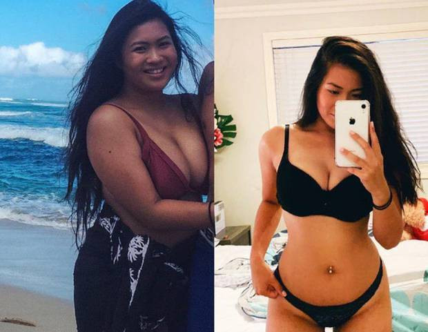 Angel Bowyer trước vào sau khi giảm cân. (Nguồn: Instagram) Bí quyết giảm 23 kg mà không cần đến phòng tập ảnh 2