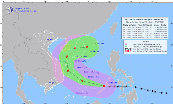 Hình ảnh và đường đi của bão số 9. (Nguồn: nchmf.gov.vn) Bão Rai đi vào Biển Đông, trở thành cơn bão số 9 của Việt Nam ảnh 1