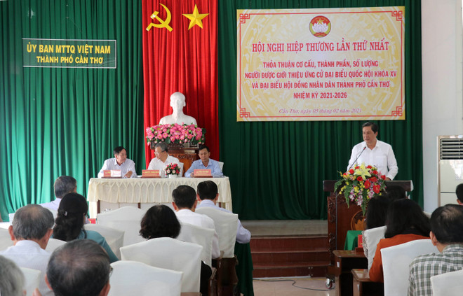 Quang cảnh Hội nghị. (Ảnh: Ngọc Thiện/TTXVN) Cần Thơ lựa chọn số lượng người giới thiệu ứng cử đại biểu Quốc hội ảnh 1