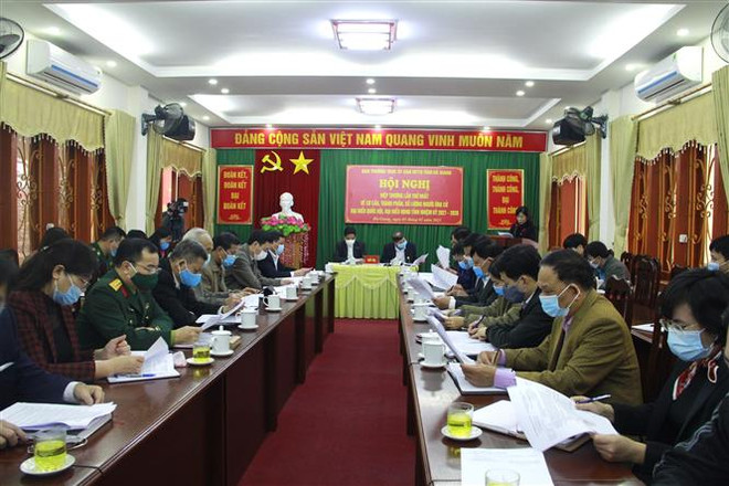 Quang cảnh hội nghị. (Ảnh: Minh Tâm/TTXVN) Hà Giang thông qua số người ứng cử đại biểu Quốc hội và HĐND các cấp ảnh 1