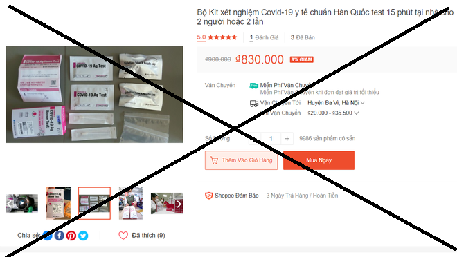 Quản lý thị trường cảnh báo kit test nhanh COVID-19 rao bán trên mạng ảnh 1