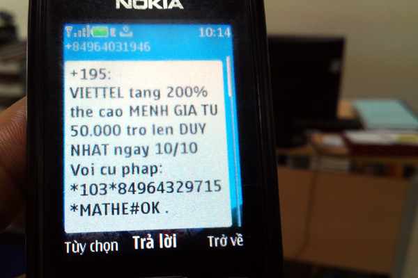 Bùng phát nạn lừa đảo thẻ nạp điện thoại qua trang web, tin nhắn ảnh 1
