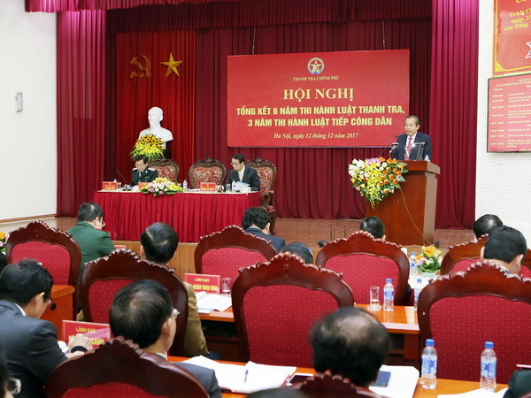 Quang cảnh hội nghị. (Ảnh: Nguyễn Dân/TTXVN) Hội nghị tổng kết thi hành Luật Thanh tra và Luật Tiếp công dân ảnh 1