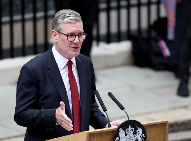 Tân Thủ tướng Anh Keir Starmer phát biểu tại thủ đô London ngày 5/7/2024. (Ảnh: THX/TTXVN) tan_thu_tuong_anh.jpg