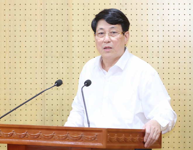 Ủy viên Bộ Chính trị, Thường trực Ban Bí thư Lương Cường phát biểu chỉ đạo. (Ảnh: Phương Hoa/TTXVN) TTXVN_1306ThuongtrucBanBithuLuongCuong2.jpg