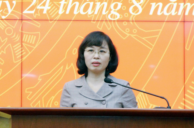 Phó Bí thư Tỉnh ủy Quảng Ninh Trịnh Thị Minh Thanh phát biểu tại hội nghị. (Ảnh: TTXVN phát) Bà Trịnh Thị Minh Thanh giữ chức Phó Bí thư Tỉnh ủy Quảng Ninh ảnh 1