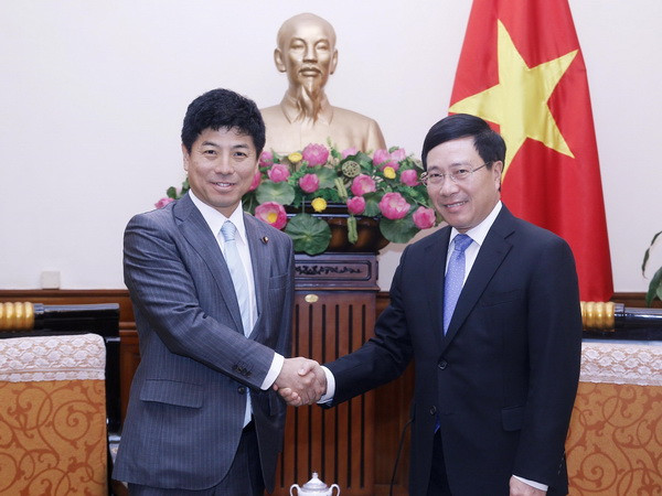 Phó Thủ tướng Phạm Bình Minh tiếp Quốc vụ khanh Bộ Ngoại giao Nhật Bản ảnh 1