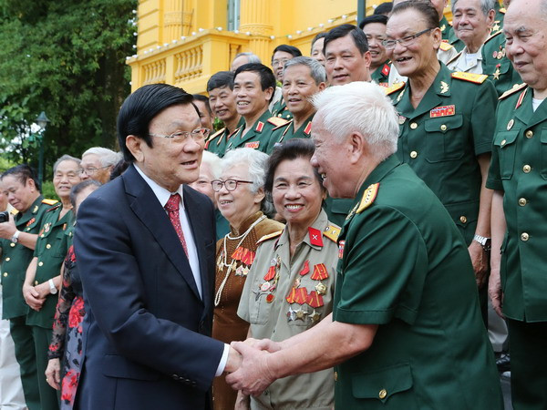 Chủ tịch nước Trương Tấn Sang gặp mặt tri ân cựu chiến binh ảnh 1